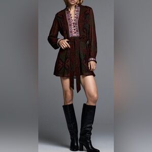 ZARA Printed Jacquard Boho Dress